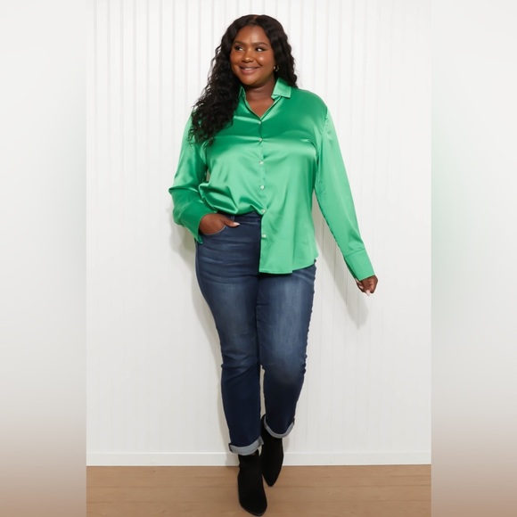 GeeGee New Love Satin Button Down Shirt - Picture 5 of 10